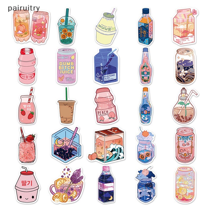 Prt 50PCS Lucu Botol Minum Stiker Kartun Decals Diary Scrapbook Laptop Ponsel Graffiti Sticker Koper DIY Kreatif Dekorasi PRT