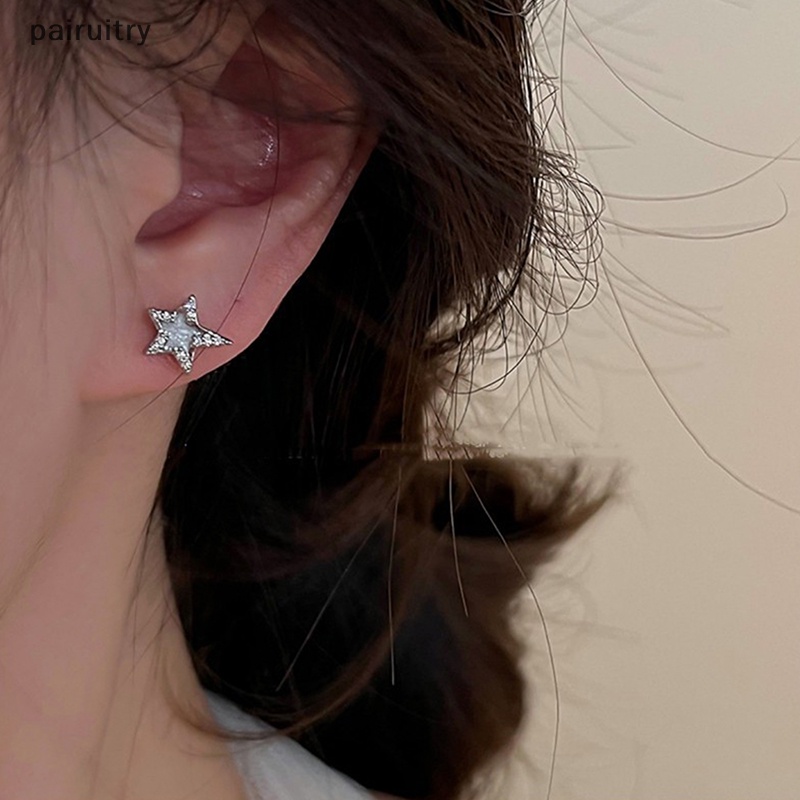 Prt Mode Baru Zirkon Bintang Stud Anting-Anting Untuk Wanita Gadis Punk Gothic Pentagram Telinga Tulang Anting-Anting Aestheitc Y2K Perhiasan PRT