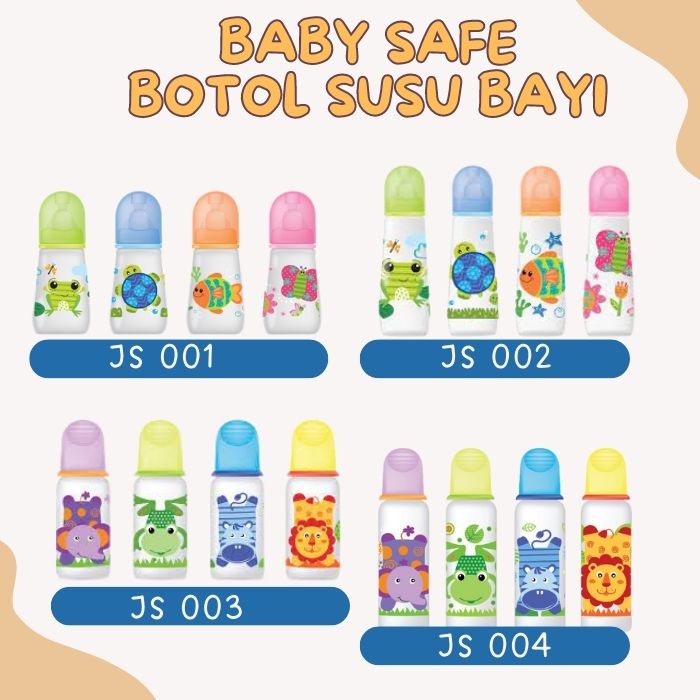 Baby Safe feeding bottle 125ML 250ML JS001 JS002 JS003 JS004 JS005 BOTOL SUSU BAYI BABY SAFE TERLENGKAP TERMURAH -READY STOCK GOJEK