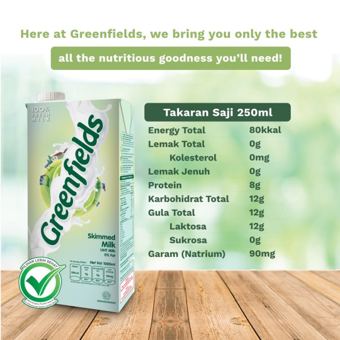 Susu Greenfields SKIMMED 1 LITER - ( HARGA 1 pcs )