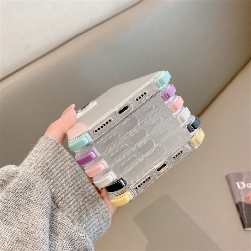 IPHONE Casing TPU Transparan Cocok Untuk Iphone14 13 12 11 Pro Max Candy Colored Border Four Corner Anti Drop Case