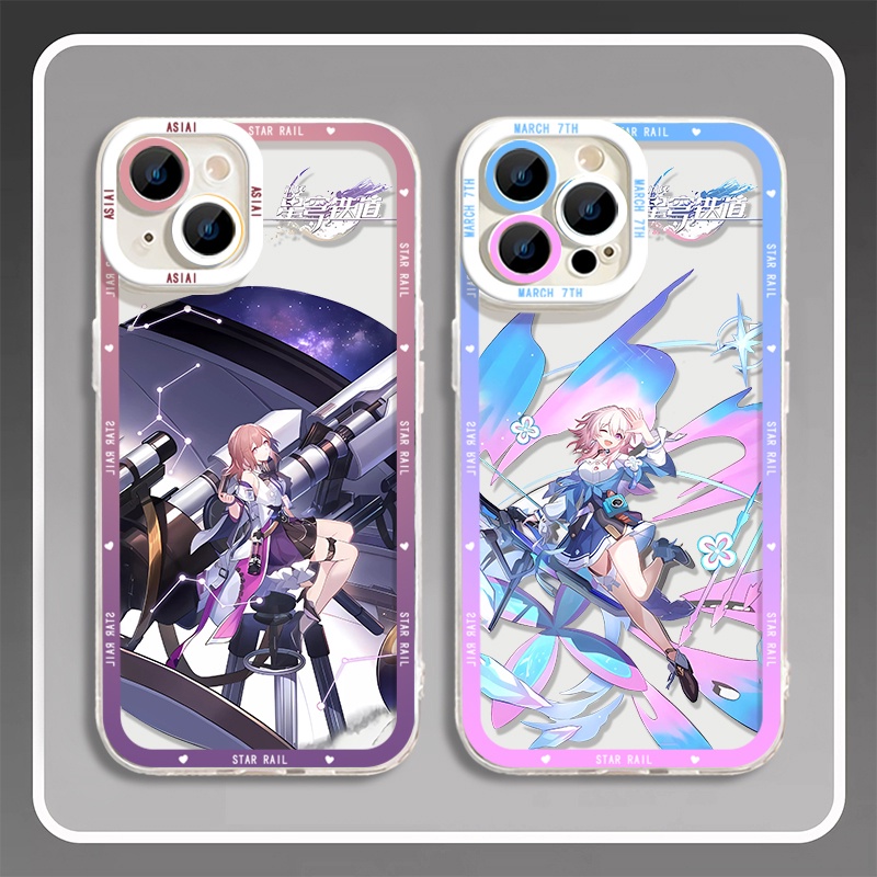 IPHONE Honkai Star Rail Himeko Phone Case Kompatibel Untuk Iphone14 11 13 12 Pro Max XS XR X8 7 6S Plus Mini Lembut Asta Maret 7th Casing Transparan TPU Silikon Shockproof Cover