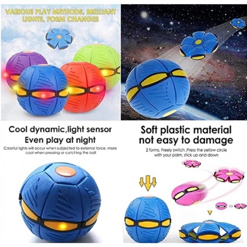 Ufo Magic Flying Saucer Ball UFO Flat Throw Disc Ball Dengan Lampu LED Mainan Anak Olahraga Outdoor Pantai Game Bola