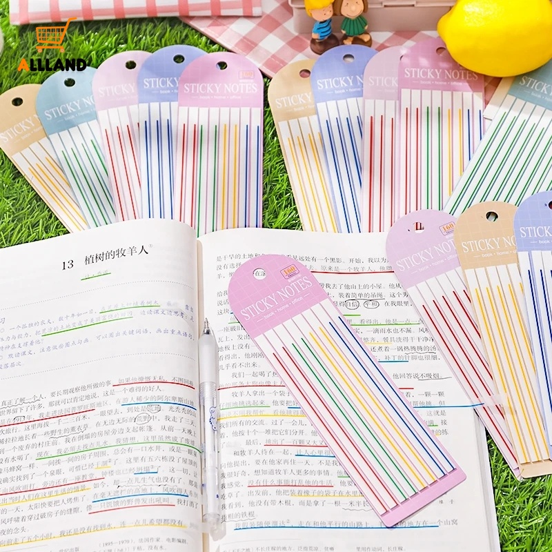 160lembar Colorful Long Line Slim Memo Pads/ Sticky Sticker Post Notes/ Alat Tulis Kantor Scrapbooking Perlengkapan Sekolah