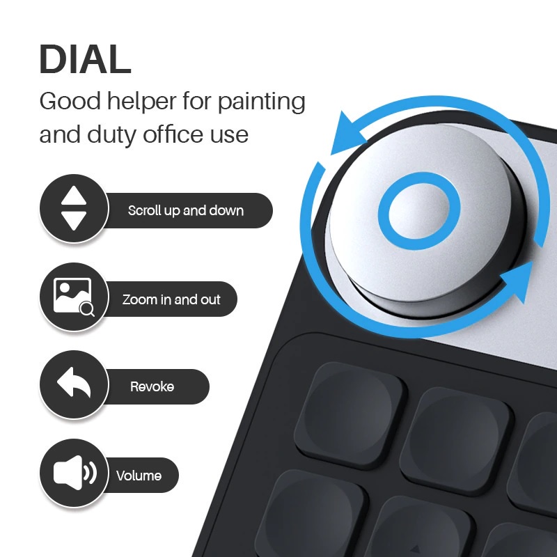 AKN88 - HUION KD100 Mini Wireless Keyboard Graphics Drawing Tablet 18 Keys