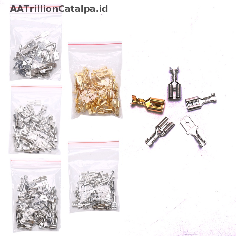 Aatrillioncatalpa 50PCS 6.3 Crimp Terminal Konektor Spade Pria Wanita Terminal Crimping ID