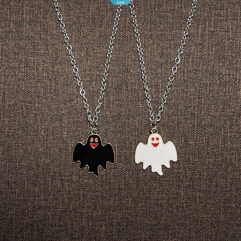 Halloween Hantu Liontin Kalung Fashion Perhiasan Wanita Leher Rantai Pakaian Cocok Aksesoris Enamel Choker [ZK]