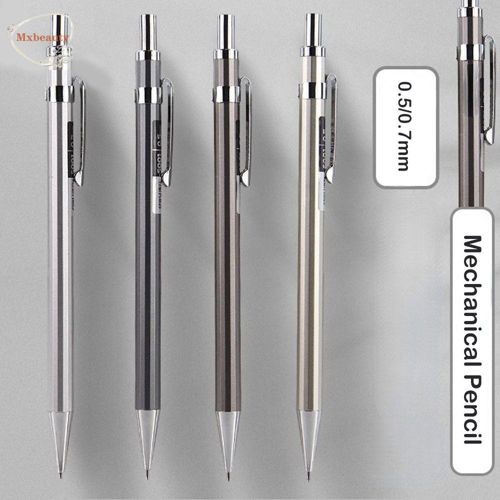 Mxbeauty Pensil Mekanik Logam Gambar 0.5 0.7mm Alat Tulis Siswa Teknik Perlengkapan Kantor Sekolah Sketching Pencils