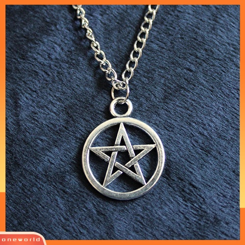 [WOD] 2 Pcs Fashion Unisex Bintang Lingkaran Pentagram Liontin Kalung Pasangan Xmas Hadiah