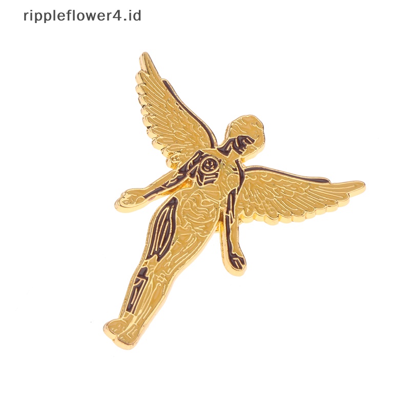 {rippleflower4.id} Enamel Pin Golden Angel Badge Decoration Dekorasi Desktop Lucu Musik Rock Perhiasan Teman Cowok Pacar Dewasa Anak Hadiah Patung Kebebasan Bros~