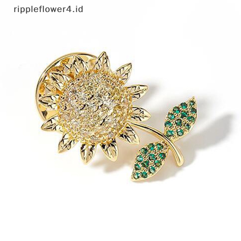 {rippleflower4.id} Bros Bunga Matahari Berlian Imitasi Mengkilap Trendi Anti-Cahaya Gesper Bros Tetap Kain Pin Kecil Dekorasi Garis Leher Aksesoris Musim Panas~