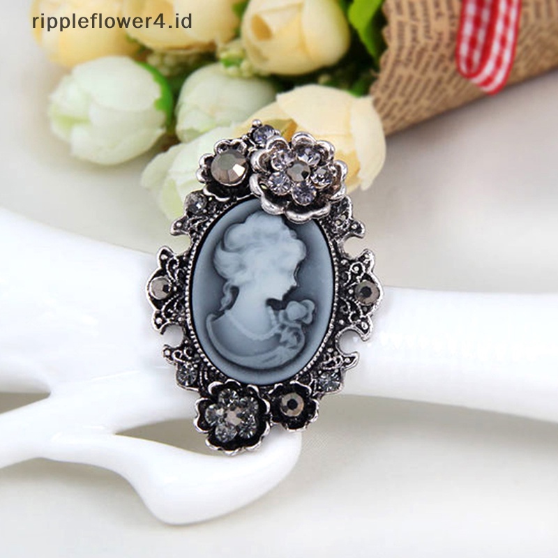 {rippleflower4.id} 1x New Cameo Victorian Style crystal Pesta Pernikahan Wanita Liontin Bros Pin~