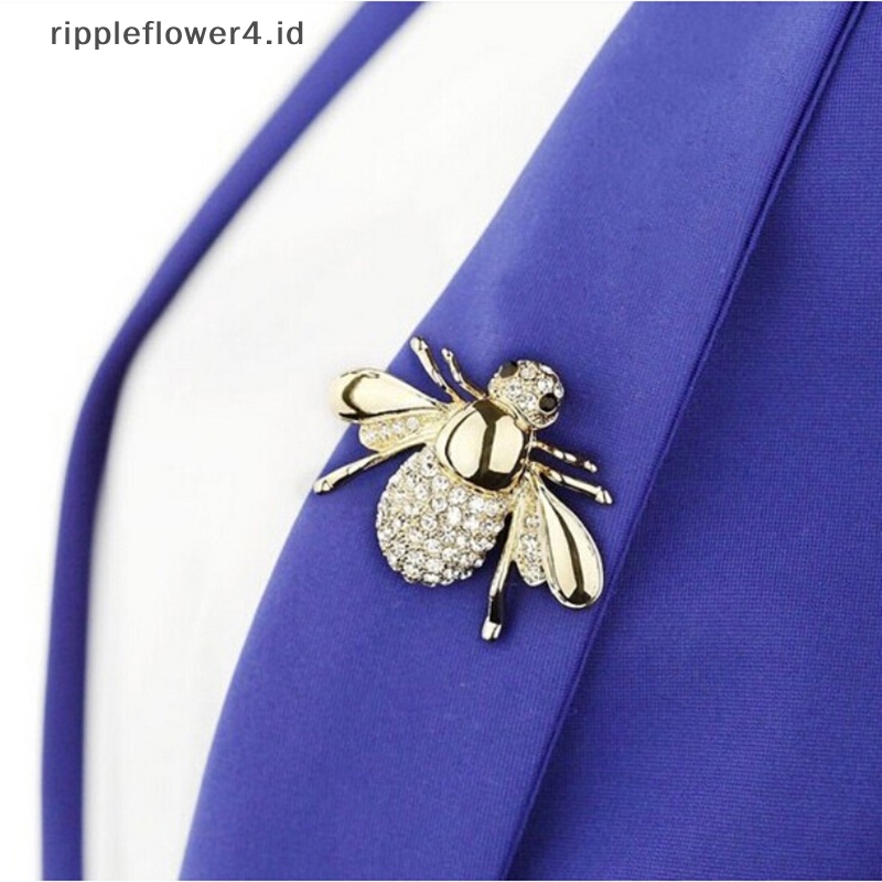 {rippleflower4.id} Wanita Bros Pin Chic Berlian Imitasi Hewan Bros Perhiasan Lebah Yang Indah Bros Pin~