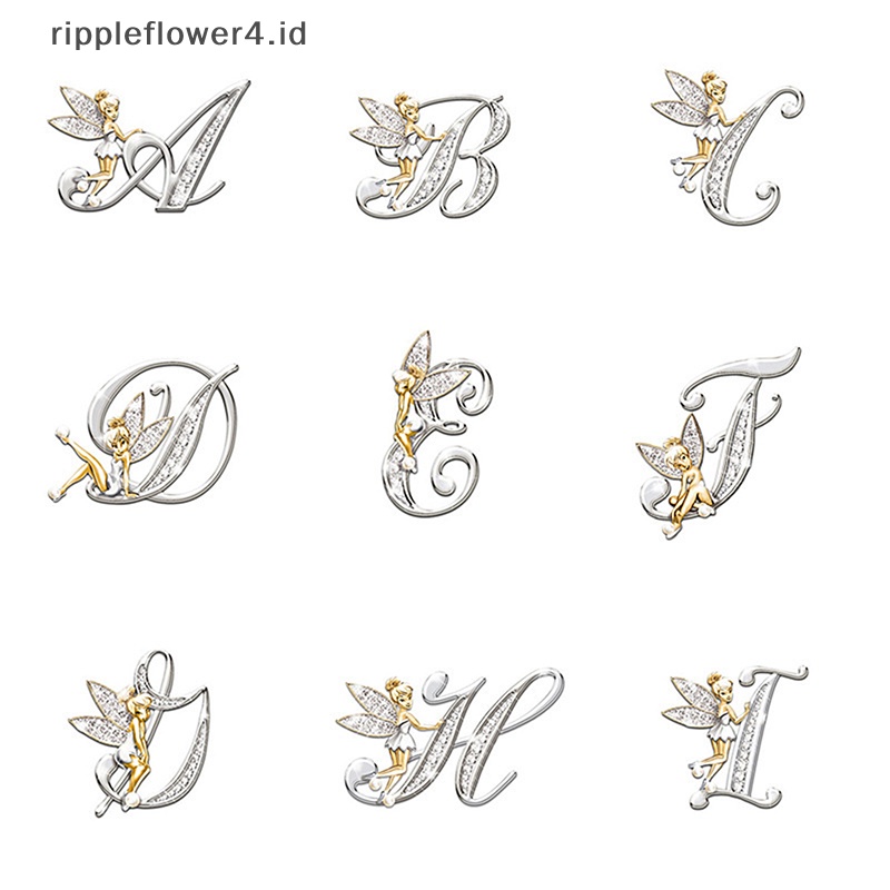 {rippleflower4.id} Bros Huruf Inggris Kristal Elf Angel Lapel Pin Jas Kemeja Kerah Pin Brooch~