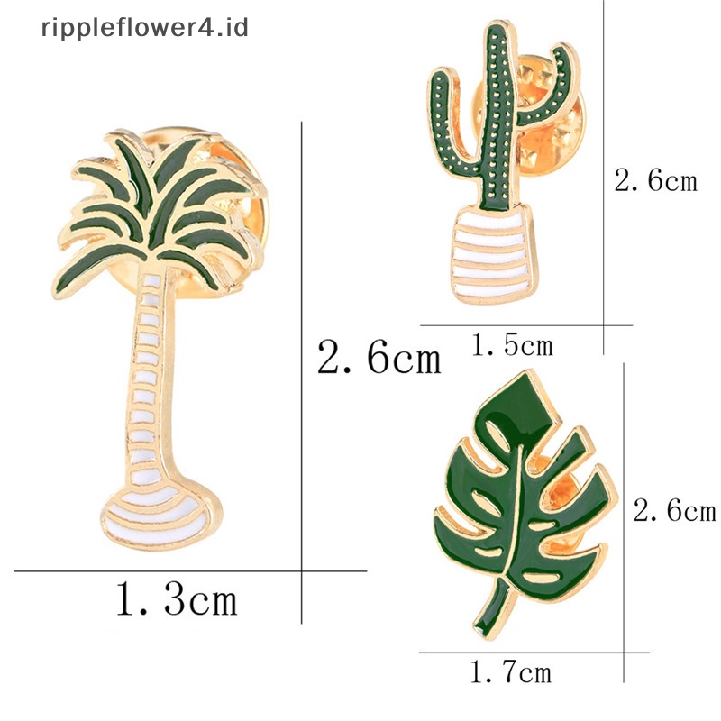 {rippleflower4.id} 3pcs /Set Enamel Tanaman Pot Kaktus Kerah Bros Pin Lencana Pakaian Pin Kartun~