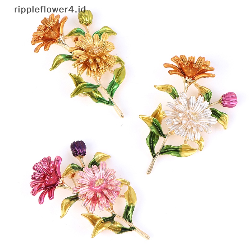{rippleflower4.id} 1pc Bunga Daisy Enamel Pin Wanita Bros Buket Baju Bros Perhiasan~