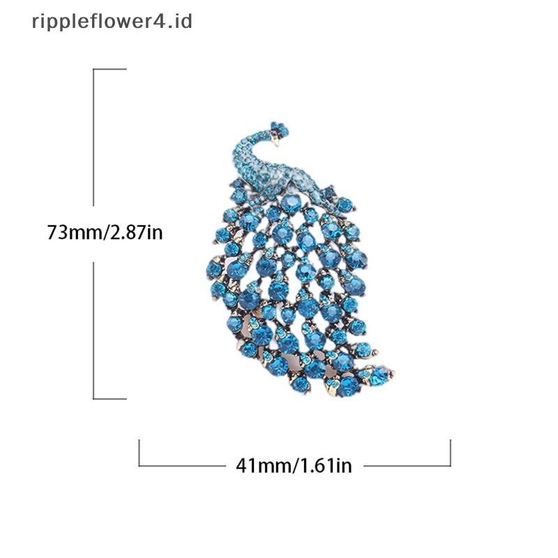 {rippleflower4.id} Bros Merak Temperamen Berlian Imitasi Fashion Untuk Wanita Pakaian Pesta Mantel Aksesoris Bros Pin Hadiah~