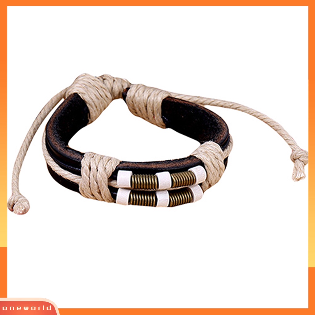 [WOD] Gelang Multilayer Gaya Punk Bahan Kulit Imitasi Unisex Braided Bracelet Untuk Pesta