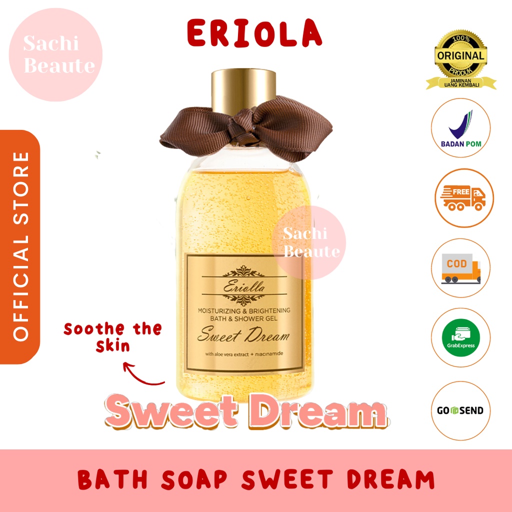 ERIOLLA Sabun Mandi Gel Pemutih Bath &amp; Shower Gel Sweet Dream Moisturizing &amp; Brightening untuk Melembabkan