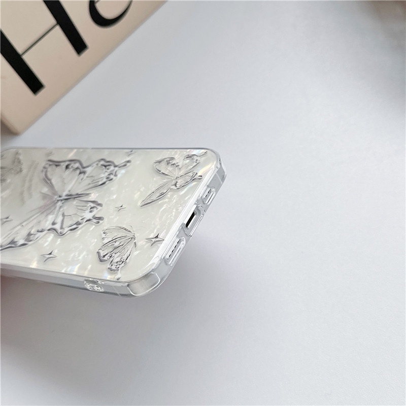Ins Premium Butterfly Cocok Untuk iPhone 14 Pro Max Casing Ponsel iPhone Dua Lapis Pola Dicetak Kompatibel Dengan Iphone13 13pro 13prm iPhone 11 11pro 14plus 12Pro Max Casing Ponsel TPU Tahan Guncangan