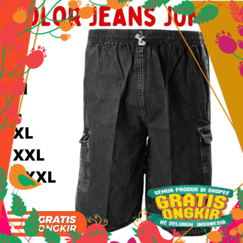 Celana Pendek Pria Distro Celana Pendek Kargo Pria  Celana Jeans Jumbo Big Size Pinggang Karet Size 