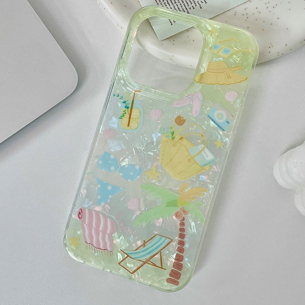 Ins Gaya Musim Panas Cocok Untuk iPhone 14 Pro Max Casing Ponsel iPhone Double-layer Pola Dicetak Kompatibel Dengan Iphone13 13pro 13prm iPhone 11 11pro 14plus 12Pro Max Shockproof TPU Phone Case