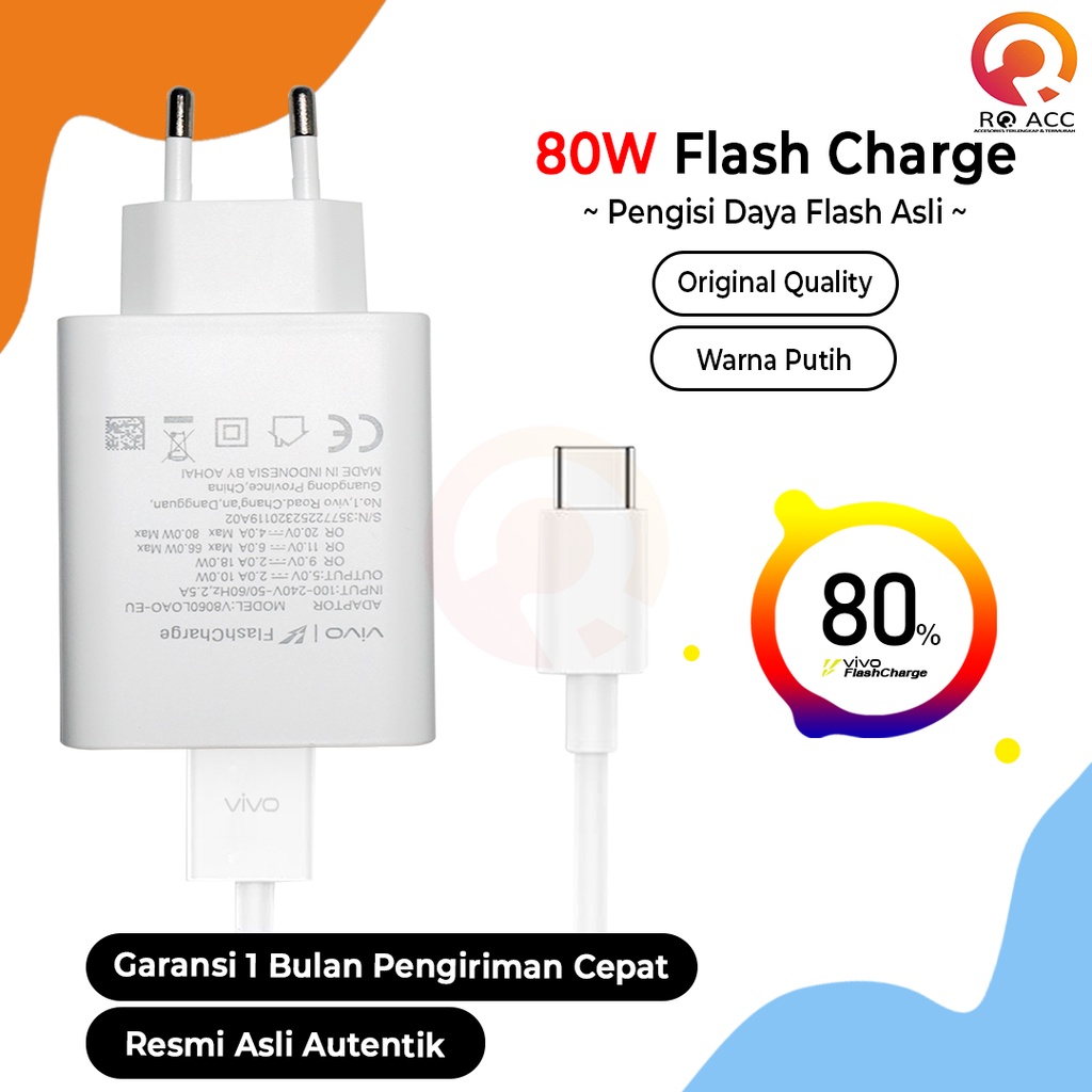 [RO ACC] 80W CHARGER VIVO FLASH CHARGER TYPE C TIPE C SUPER FAST CHARGING ORIGINAL