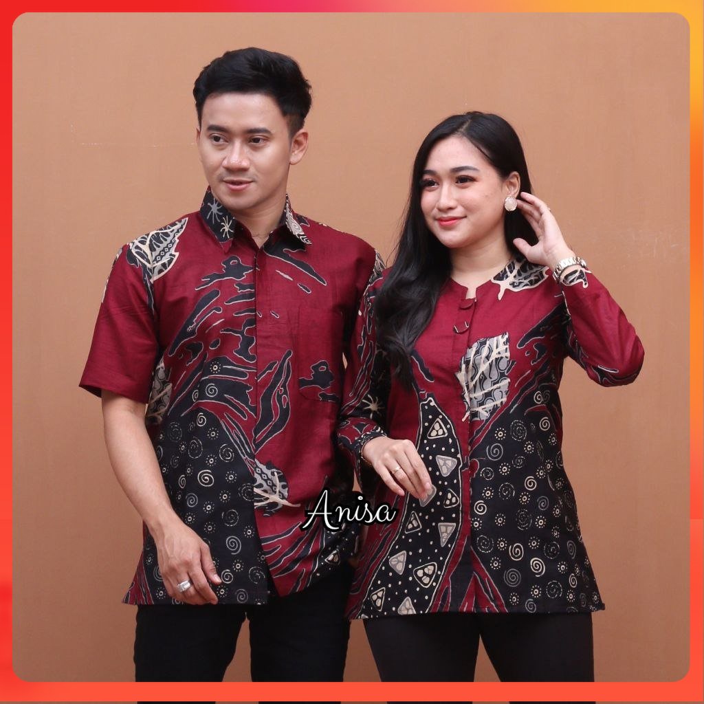 Batik Couple Modern Atasan Blouse Batik Kerja Kantor Wanita Seragam Batik M L XL XXL bn