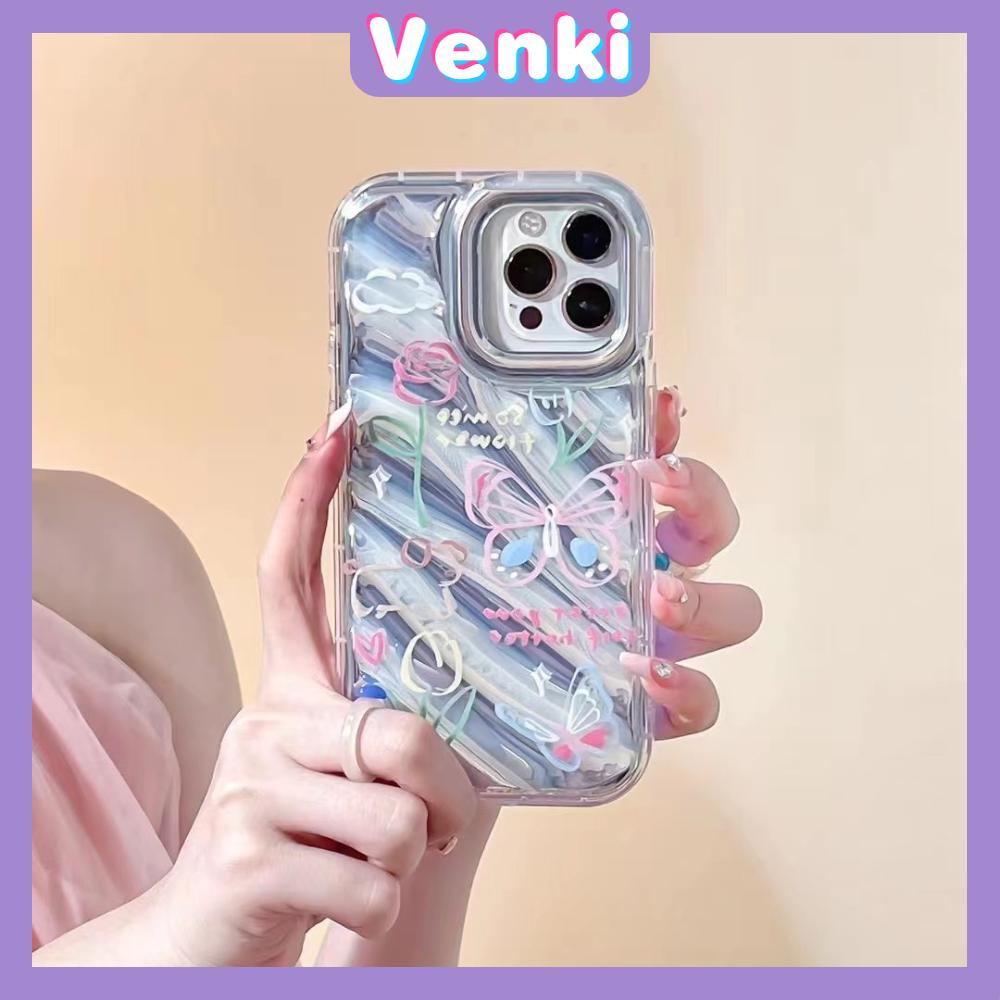 VENKI - Untuk iPhone 11 iPhone Case Laser Reflektif Bening Phone Case TPU Lembut Shockproof Airbag Phone Case Kupu-kupu Sederhana Kompatibel dengan iPhone 14 13 Pro Max 12 Pro Max XR XR 7 8