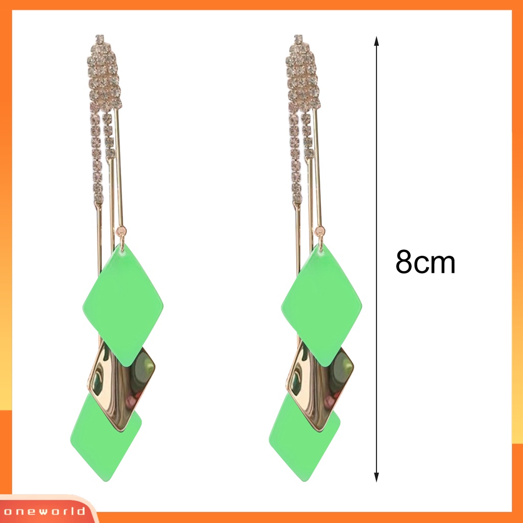 [WOD] 1pasang Anting Wanita Menjuntai Rumbai Berlian Imitasi Geometris Anggun Drop Earrings Untuk Hadiah