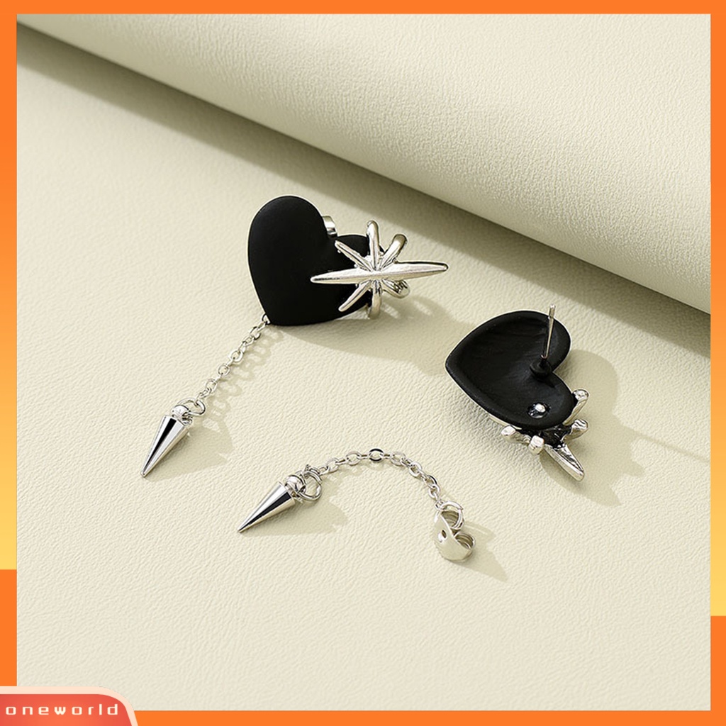 [WOD] 1pasang Drop Earrings Gothic Rantai Panjang Rumbai Hip Hop Kilau Terang Semua Pertandingan Dekorasi Streetwear Wanita Cinta Hati Studs Earrings Fashion Perhiasan Untuk Pacaran