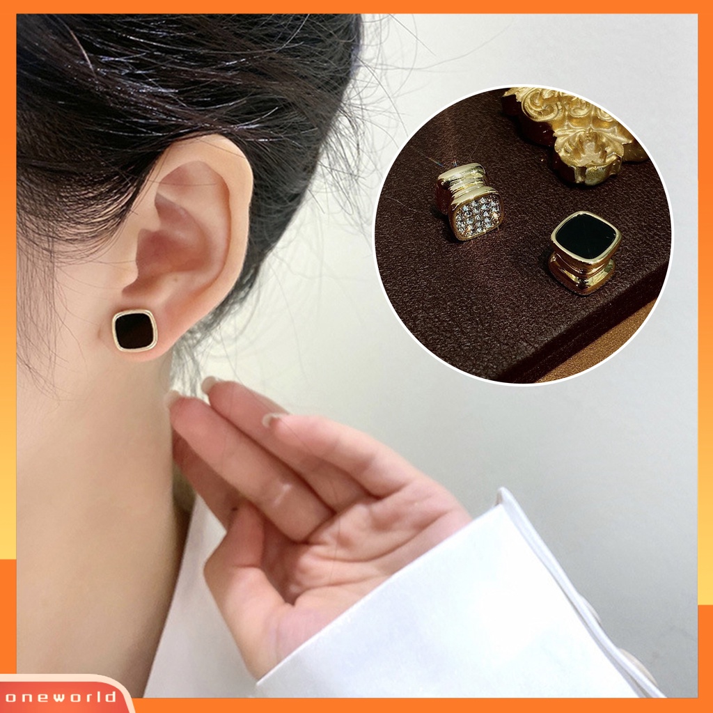 [WOD] 1pasang Wanita ic Stud Earrings Non-Piercing Anting Berlian Perhiasan Klip Telinga Dua Sisi Untuk Wanita Perempuan