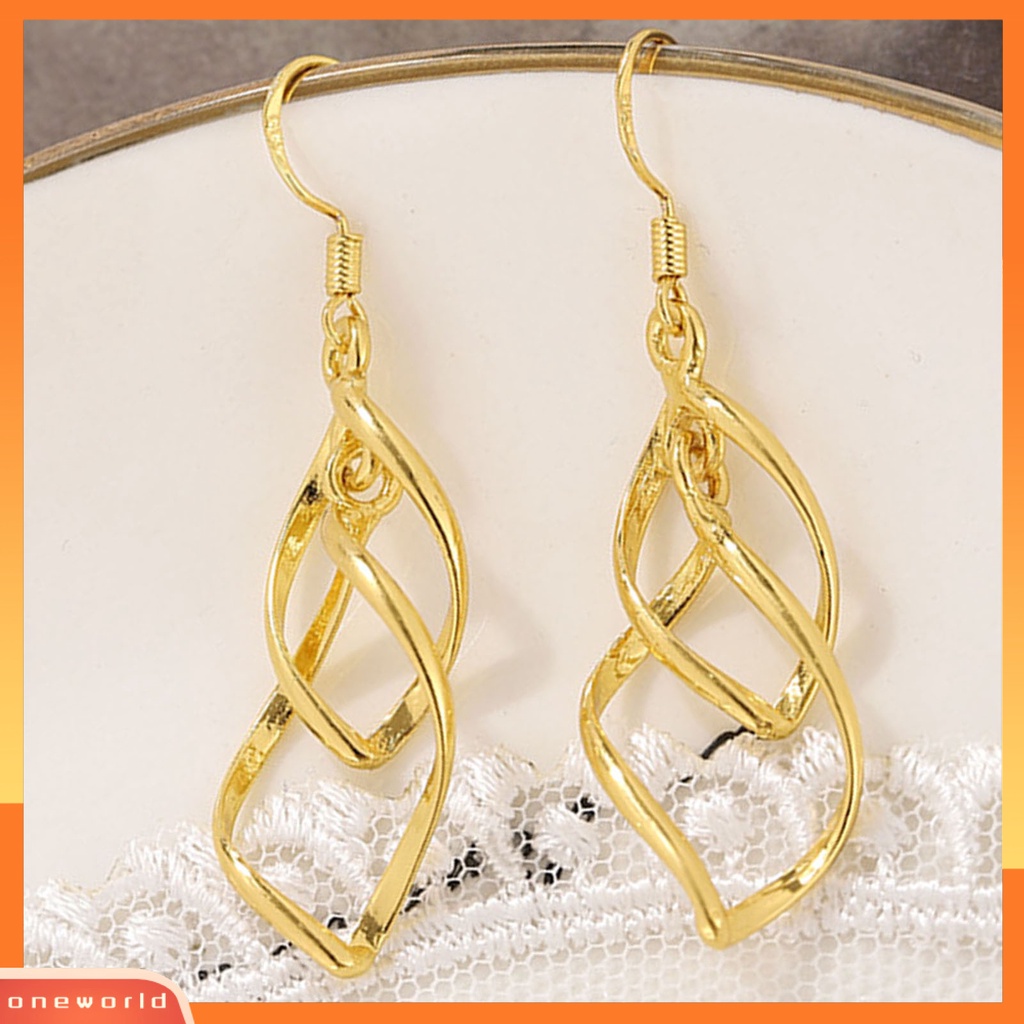 [WOD] 1pasang Anting Kait Linear Swirl Bohemian Perhiasan Halus Tahan Lama Drop Earrings Untuk Pakaian Sehari-Hari