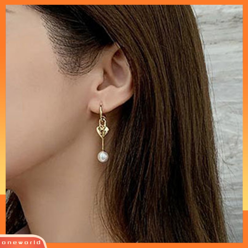 [WOD] 1pasang Anting Menjuntai Menawan Pengerjaan Halus Alloy Indah Bentuk Hati Ear Rings Drop Untuk Wanita