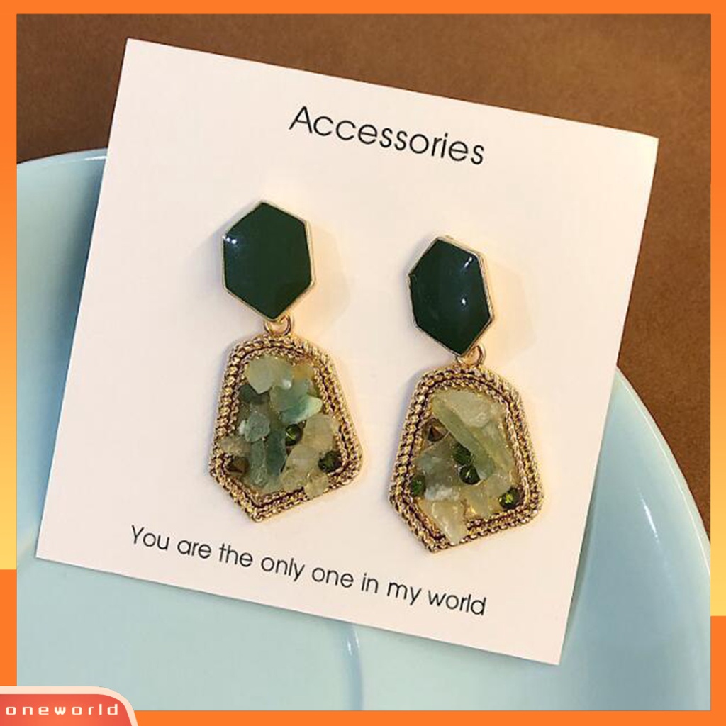 [WOD] Anting Tetes Penampilan Elegan Mulia Perhiasan Aksesoris Retro Anting Stud Batu Alam Untuk Pesta