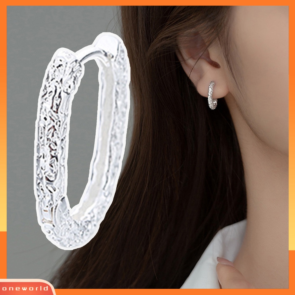 [WOD] 1pc Anting Hoop Wanita Motif Batu Lingkaran Perhiasan Gaya Korea Earring Untuk Pesta Pernikahan Perjamuan Prom