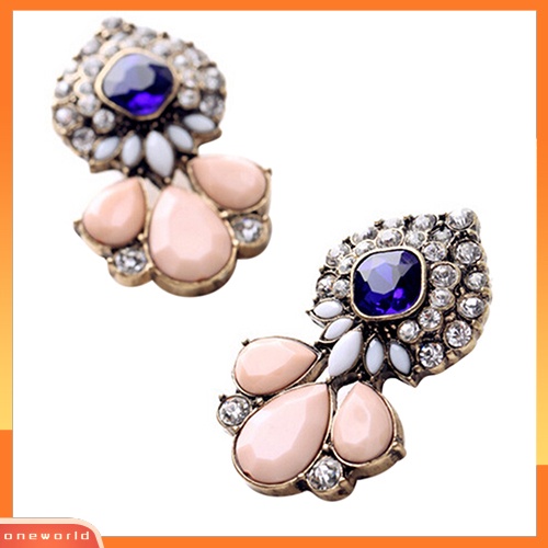 [WOD] Wanita Gaya Vintage Tetesan Air Berlian Imitasi Ear Studs Earrings Perhiasan Perjamuan