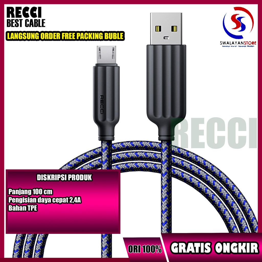 USB CABLE RECCI HONOUR MICRO , TYPE -C , IPHONE RTC-N23 FAST CHARGING