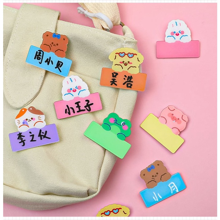 

[LOGU] Papan nama pin bros lucu, Klip Papan Nama Akrilik, Acrylic Name Tag