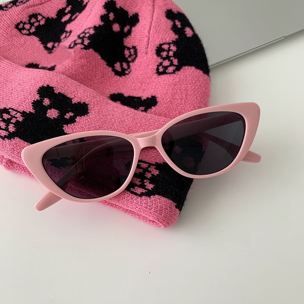 Cat Eye Pink Sunglasses Tabir Surya Kacamata Bingkai Kecil Versi Korea Retro