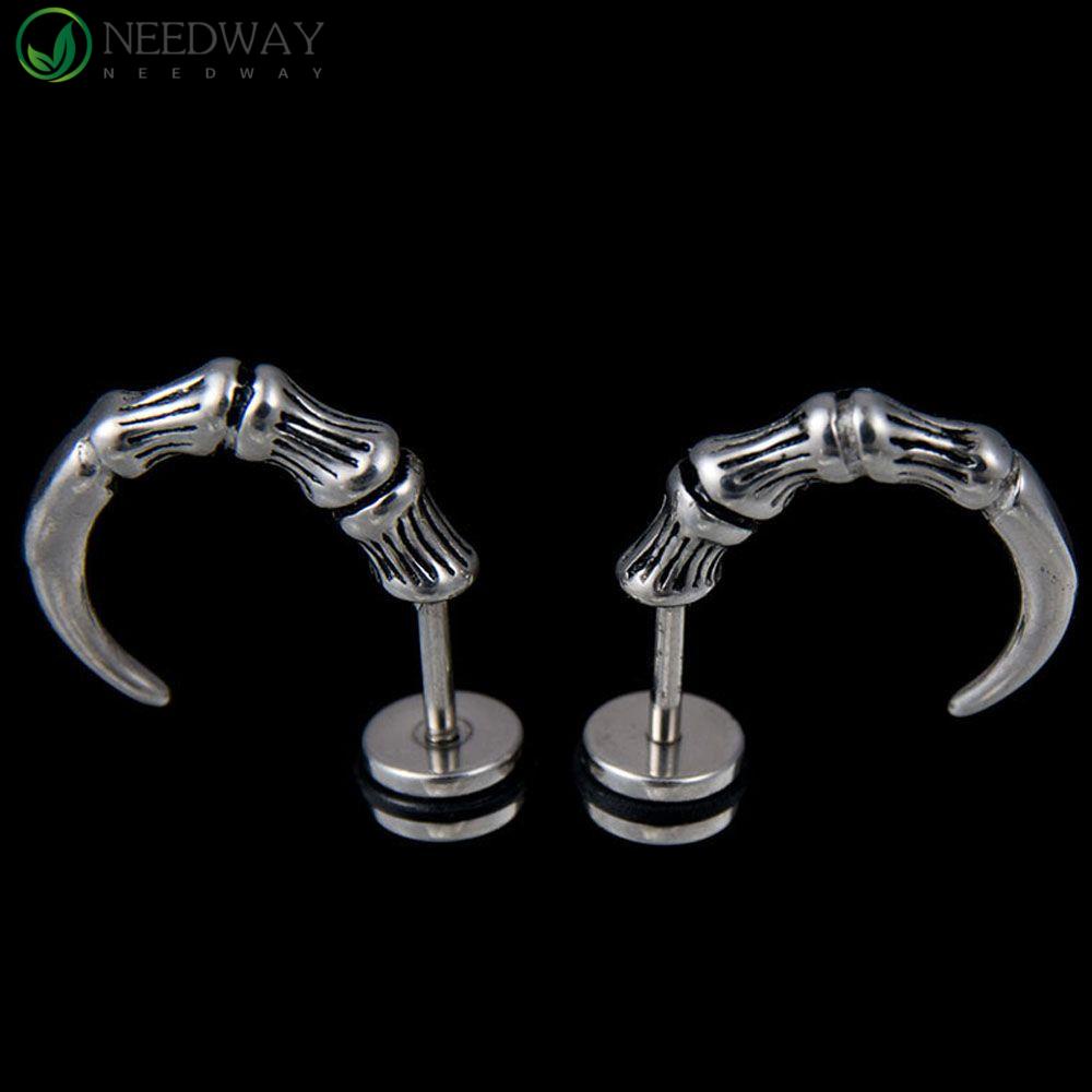 Needway Eagle Claw Fashion Baru Merek Pria Gadis Cowok Stainless Steel Anting Giwang Plug Stud