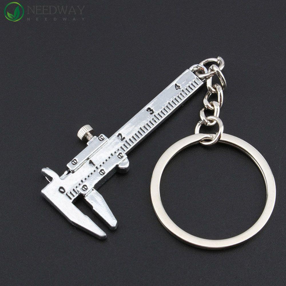 Needway Vernier Caliper Key Chain Fashion Klasik Perak Hadiah Ulang Tahun Liontin Penggaris Model Perhiasan Tempat Kunci