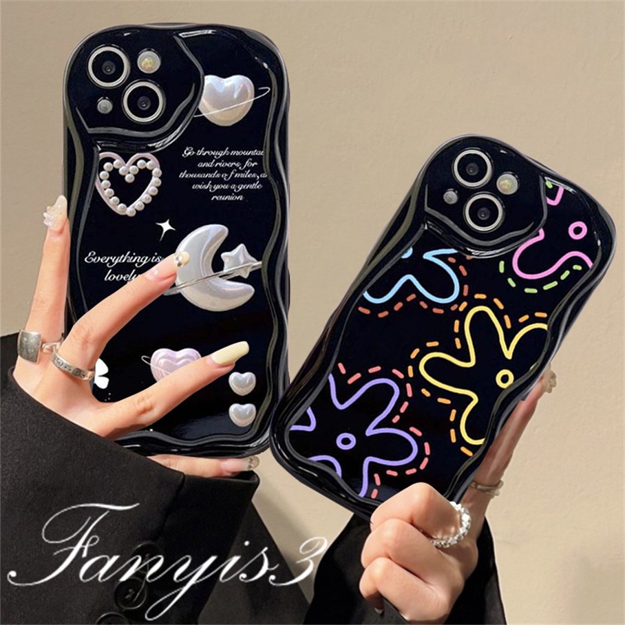 Compatible For IPhone 14 13 12 11 Pro Max X XR Xs Max 8 7 6s Plus SE 2020 Kompatibel Untuk Kreatif Mutiara Grafiti Gelombang Telepon Case TPU Lembut Silicon Cover Pelindung