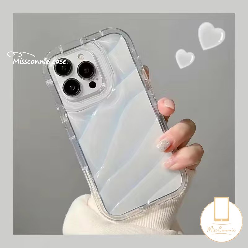 Ins Permen Warna Mewah Sederhana Casing Bening Kompatibel Untuk IPhone 7Plus XR 11 14 13 12 Pro MAX 8Plus 6 6S 7 8 Plus X XS MAX SE 2020terbaru 3D Stereo Kreatif Bergelombang Penutup Tahan Guncangan