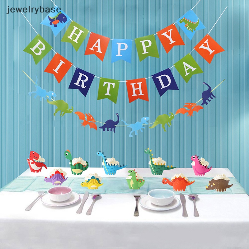 [jewelrybase] Dinosaur Cupcake Wrappers Toppers Jungle Safari Party Pesta Ulang Tahun Dekorasi Butik