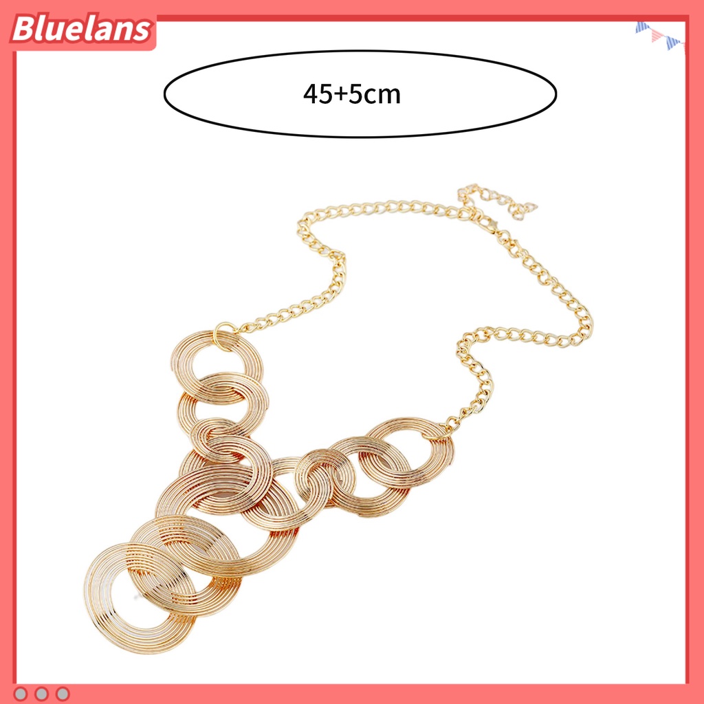 [BLS] Wanita Kalung Eropa Dan Amerika Geometris Minimalis Pengerjaan Halus Electroplating Dress Up Tahan Luntur Lingkaran Liontin Multilayer Pesona Kalung Perhiasan Aksesori