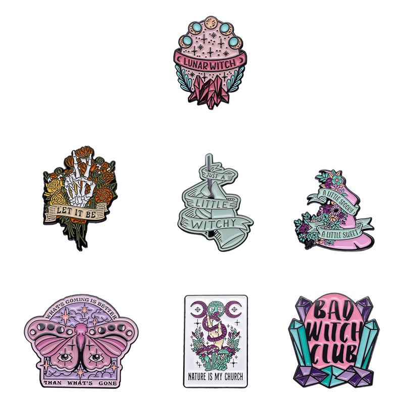 Pink Punk Bad Witch Club Seri Enamel Lencana Logam Disesuaikan Cross-border Grosir Bros Hias Hadiah Halloween