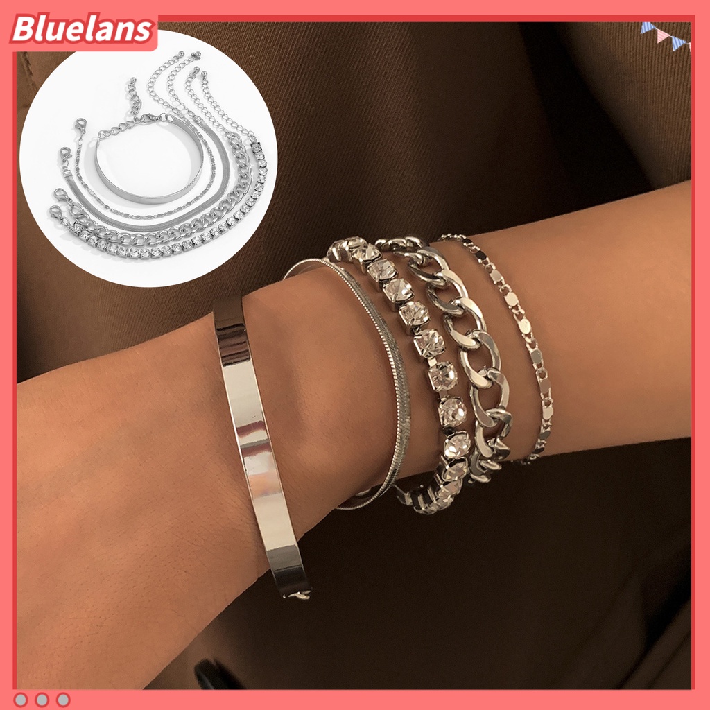 [BLS] 5pcs Gelang Adjustable Vintage Minimalis Geometris Elemen Gelang Set Hadiah Ulang Tahun