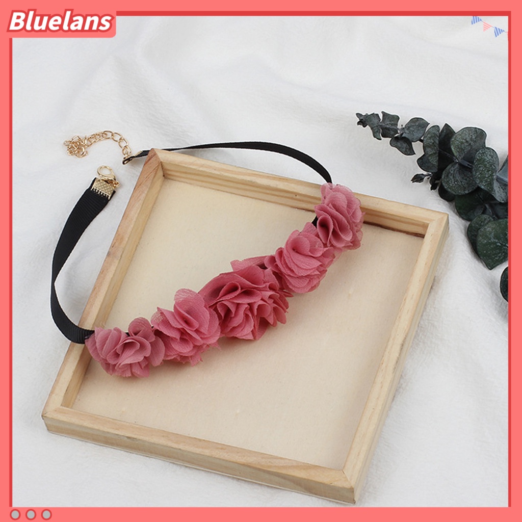 [BLS] Choker Kalung Stretch Gothic Temperamen Adjustable All-match Dekorasi Hadiah Wanita Renda Bunga Mawar Klavikula Rantai Leher Perhiasan Untuk Pacaran