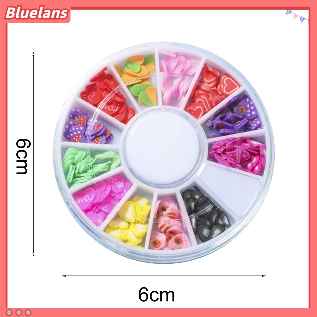 [BLM] 1kotak Irisan Kuku Bentuk Buah Bunga Efek 3D Ultra Tipis Polymer Mixed Nail Art Slime DIY Charms Untuk Perempuan